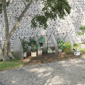 Mini-estufa de jardim, mini-estufa em túnel, 270 L x 90 L x 90 A cm, telhado pontiagudo, aço, PE de alta densidade 140 g/m², proteção anti-UV, janelas