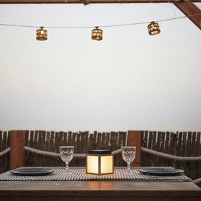 Candeeiro de Mesa em Bambu com Efeito Chama Incluindo LED Recarregável Solar IP44 - Vega Moderno