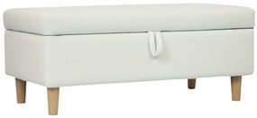 HOMCOM Banco de Arrumação Baú Estofado em Veludo com Pés de Madeira Capacidade 71L para Quarto Entrada ou Sala 100x50x43 cm Creme