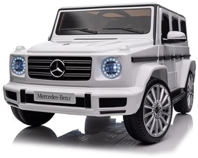 Carro elétrico bateria 12V 4x4 para Crianças Mercedes-Benz G500, módulo de música, banco de couro, pneus de borracha EVA Branco