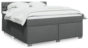 vidaXL Cama com molas/colchão 180x200 cm tecido cinzento-escuro