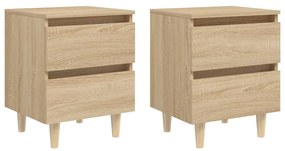 vidaXL Mesas cabeceira 2 pcs c/ pernas pinho 40x35x50 cm carv. sonoma