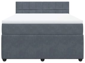 Cama com molas/colchão 140x200 cm veludo cinzento-escuro