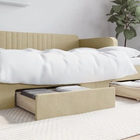 Gavetas de cama 2 pcs derivados de madeira e tecido cor creme