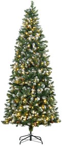 HOMCOM Árvore de Natal Artificial 230 cm com Luzes LED Altura com 1051 Ramos 45 Pinhas e Base Dobrável Ø100x230 cm Verde