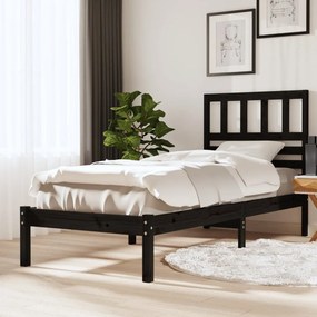 Estrutura de cama pequena solteiro 75x190cm pinho maciço preto