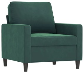 4 pcs conjunto de sofás com almofadões veludo verde-escuro