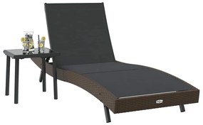 Espreguiçadeira com almofada -pessoa 2 pcs Castanho 40 x 40 x 40.5 cm