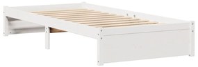 Cama com estante sem colchão 90x200 cm pinho maciço branco