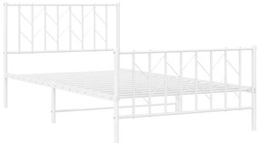Estrutura de cama com cabeceira e pés 107x203 cm metal branco