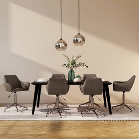 vidaXL Cadeiras de jantar giratórias 6 pcs tecido cinzento-acastanhado