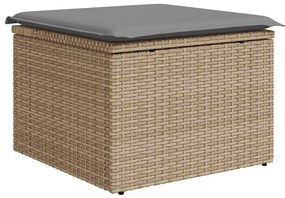 9 pcs conjunto de sofás p/ jardim com almofadões vime PE bege