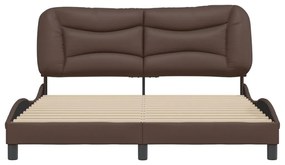 Estrutura cama c/ cabeceira 160x200cm couro artificial castanho