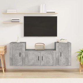 vidaXL Conjunto móveis de TV 3 pcs madeira processada cinzento cimento
