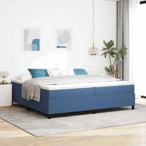 vidaXL Cama Box Azul e Branco 200 x 200 cm Tecido de Veludo Cotele