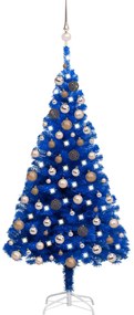 vidaXL Árvore Natal artificial pré-iluminada c/ bolas 180cm PVC azul