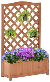 Outsunny Floreira com Treliça de Madeira Caixa de Plantio com Suporte para Plantas Trepadeiras para Cultivos 70x28x117 cm Madeira | Aosom Portugal