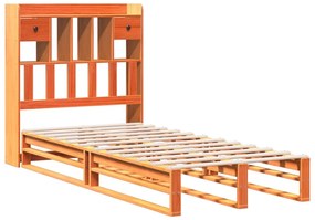 Cama com estante sem colchão 90x200cm pinho maciço castanho-mel
