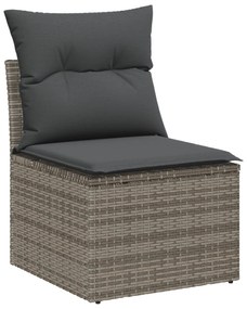 Conjunto de Sofá de Jardim Modular de 9 Peças com Almofadas Cinza Vime