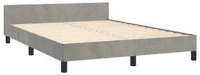 Estrutura de cama c/ cabeceira 140x190 cm veludo cinzento-claro