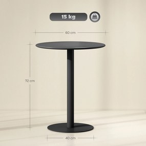 Mesa de Refeição Redonda para 2 Pessoas  (CADEIRAS NÃO INCLUIDAS) Mesa de Cozinha de Aço para Interior e Exterior Ø60x72 cm Preto