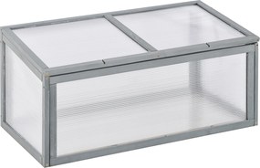 Outsunny Cama Fria em Madeira e Policarbonato 90 x 46 x 40 cm Estufa com Cobertura, Resistente às Intempéries, para Jardim, Cinza | Aosom Portugal