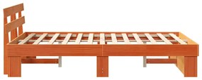 Estrutura da Cama com cabeceira Castanho-mel 140 x 190 cm