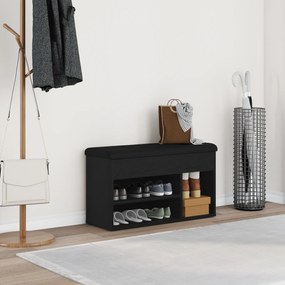 Banco de Armazenamento vidaXL Preto Carvalho 80x30x45 cm Madeira de Engenharia