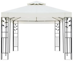 Gazebo com telhado duplo 6x3 m aço branco