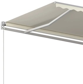 Toldo retrátil automático com postes 5x3,5 m cor creme