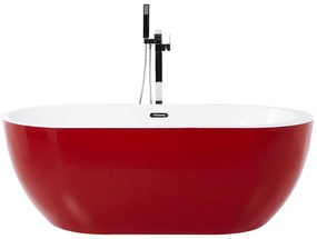 Banheira autónoma em acrílico vermelho 150 x 75 cm NEVIS Beliani