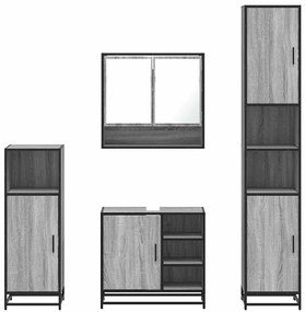 4 pcs Conjunto móveis casa de banho madeira proc. cinza sonoma