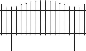 Cerca de jardim com topo em lanças (1,25-1,5)x15,3 m aço preto