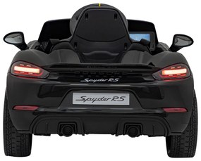 Carro elétrico para Crianças 12V Porsche Spyder RS 718 Com MP4, Rodas Espuma EVA, assento couro ecológico Carga até 30 kg Preto