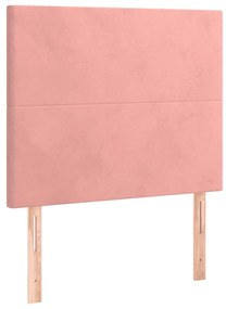 Cabeceira de cama c/ luzes LED veludo 90x5x118/128 cm rosa