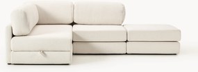Sofá-cama de canto em bouclé com arrumação Ladina (2 lugares)