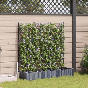 vidaXL Jardineira de Jardim com Trellis 3 pcs Cinza 120x40x125.5 cm