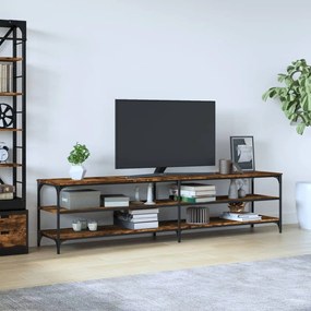 vidaXL Móvel p/ TV 200x30x50cm derivados madeira/metal carvalho fumado