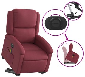 Poltrona elevatória de massagens elétrica tecido vermelho tinto
