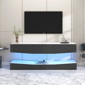 Móvel TV Suspenso de Parede com Luz LED – Amarante – 180x40 cm – Cinze