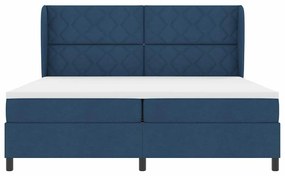 Cama com Estrado e Colchão - Azul, 200x200 cm, Tecido