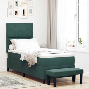 vidaXL Cama Box Spring com Colchão & Banco Verde Escuro 80x200 cm Veludo