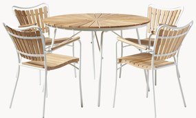 Conjunto de jantar para jardim em madeira de teca Ellen, conjunto de 5