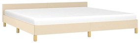 Estrutura de cama sem colchão 200x200 cm tecido cor creme