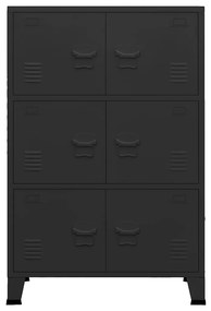 Aparador de arrumação industrial 75x40x115 cm metal preto