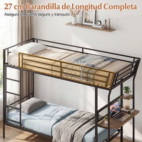 Beliche individual 246 x 101 x 170 cm (COLCHÕES NÃO INCLUIDOS) com secretária e Estrutura metálica, estação de trabalho em madeira, grades de seguranç