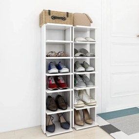 Armários para sapatos 2 pcs 27,5x27x102 cm branco brilhante