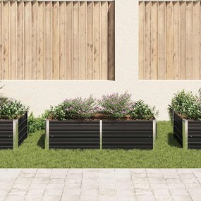 Canteiro jardim elevado 160x80x45cm aço galvanizado antracite