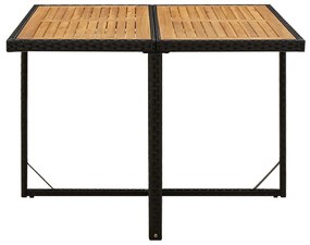 9 pcs conjunto de jantar p/ jardim c/ almofadões vime PE preto