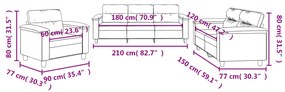3 pcs conj. sofás c/ almofadões tecido de microfibra cor creme